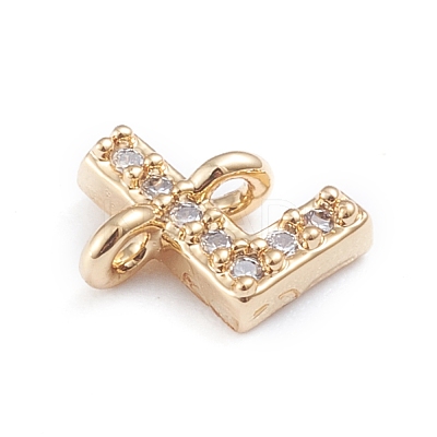 Brass Micro Pave Cubic Zirconia Letter Links ZIRC-I042-16G-L-1
