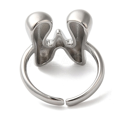 Initials Brass Open Cuff Ring for Women RJEW-N046-02W-P-1