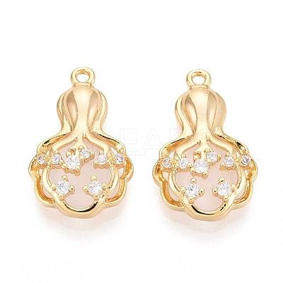Brass Micro Pave Clear Cubic Zirconia Cat Eye Pendants KK-T071-16G-B01-1