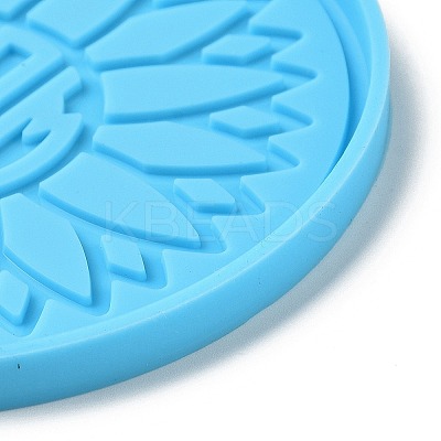 DIY Mother's Day Theme Flat Round with Sunflower Pendant Silicone Molds SIMO-H010-03-1