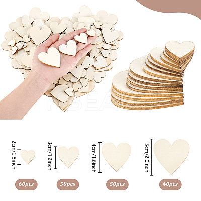 4 Styles Unfinished Wooden Heart Decoration Sheet WOOD-PH0003-27-1