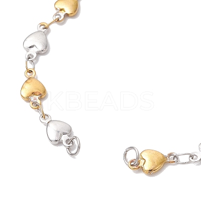 304 Stainless Steel Heart Link Chain Bracelet Makings for Women AJEW-JB01340-03-1