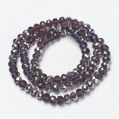 Electroplate Glass Beads Strands EGLA-A034-T4mm-K14-1