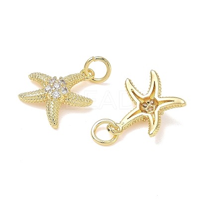 Brass Micro Pave Clear Cubic Zirconia Charms KK-L253-23G-03-1