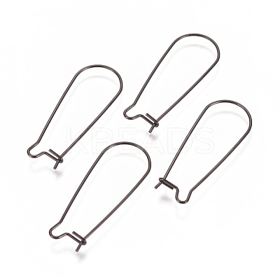 304 Stainless Steel Hoop Earrings Findings Kidney Ear Wires Ion Plating(IP) STAS-L216-22A-B-1