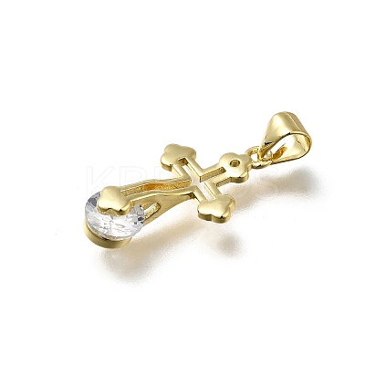 Brass Micro Pave Cubic Zirconia Pendants KK-C090-02G-1