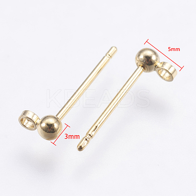 Brass Stud Earrings Findings KK-G333-09G-NF-1