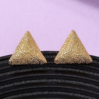 Brass Textured Stud Earrings EJEW-A143-02D-G-1