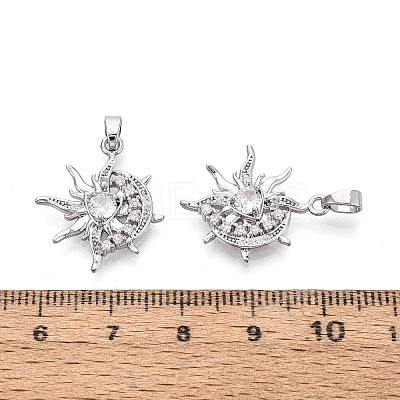Brass Micro Pave Clear Cubic Zirconia Pendants KK-N259-08P-1