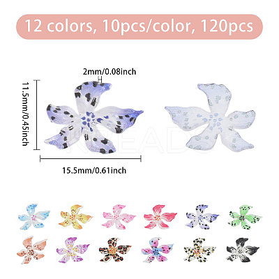 120Pcs 12 Colors Resin Flower Cabochons MRMJ-CA0001-55-1