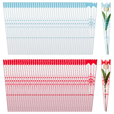 200Pcs 2 Colors Biaxially-oriented Polypropylene(BOPP) Plastic Gift Bags ABAG-FH0001-04-1