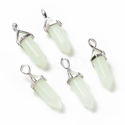 Luminous/Glow Bullet Glass Pointed Pendants GLAA-K058-01P-02-1