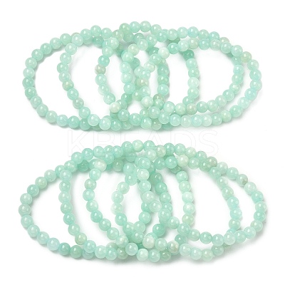 Natural Yellow Jade Beaded Stretch Bracelet BJEW-P209-26-6mm-1