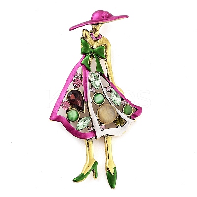 Zinc Alloy Rhinestone Girl Brooches JEWB-I031-07A-1