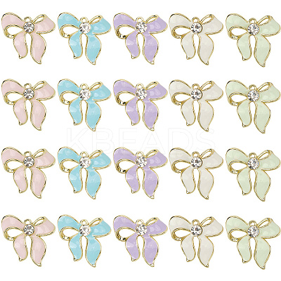 20Pcs 5 Colors Alloy Rhinestone Pendants FIND-SC0015-45-1