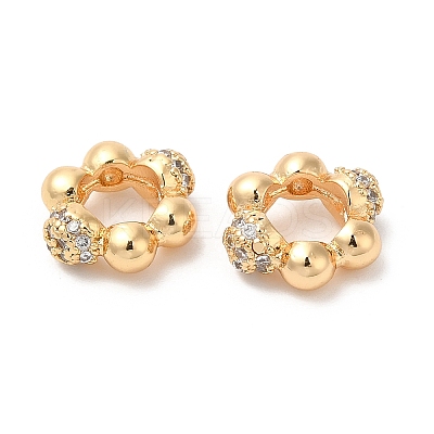 Brass Micro Pave Cubic Zirconia Linking Rings KK-B074-54G-1