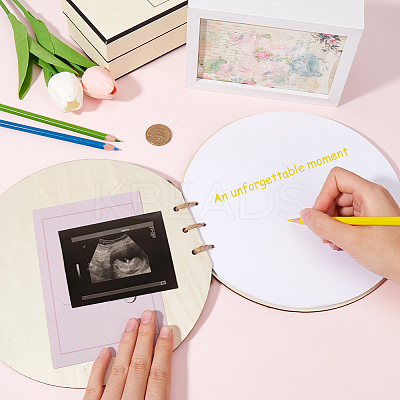 Round with Word Hey Baby Wood Baby Shower Guest Book Alternatives for Boy or Girl DIY-WH20002-58B-1