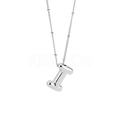 1pc Brass Chain with Alloy Letter Pendants Necklaces NJEW-LP0001-41I-P-1
