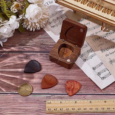 4Pcs 4 Colors Triangle Wood Guitar Picks AJEW-AR0005-07-1