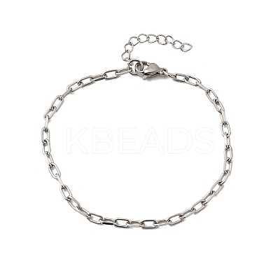 304 Stainless Steel Paperclip Chain Bracelets for Women Men BJEW-A050-03P-1