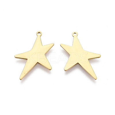 Manual Polishing 304 Stainless Steel Star Pendants STAS-T072-58G-1