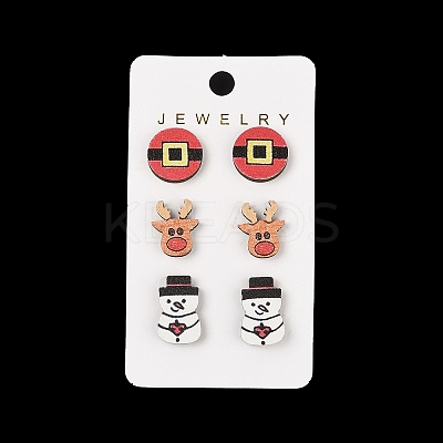Christmas Theme Stud Earrings Set EJEW-U016-05P-03-1