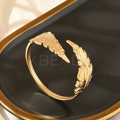 304 Stainless Steel Cuff Bangles for Women BJEW-B120-07G-01-1