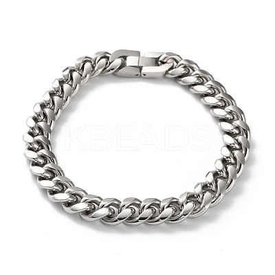 304 Stainless Steel Cuban Link Chain Bracelets for Men BJEW-Z081-01P-03-1