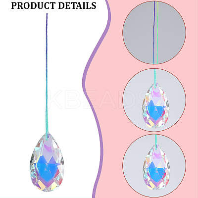Glass Sun Catcher Pendant HJEW-WH20004-13-1