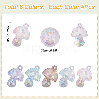24Pcs 6 Colors Bubble Style Transparent Acrylic Pendants MUSH-SC0001-01-1