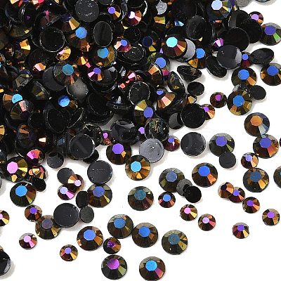 Electroplated Transparent Flat Back Resin Rhinestone Cabochons RESI-XCP0002-44A-1
