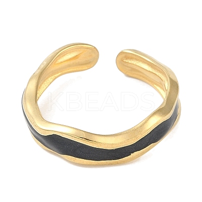 Ion Plating(IP) 304 Stainless Steel Enamel Cuff Finger Rings RJEW-L107-052G-02-1
