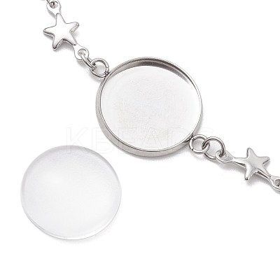 Tarnish Resistant 3Pcs 3 Styles Stainless Steel Bracelet Star & Oval & Cross Link Bracelet Making with Tray BJEW-JB10532-1