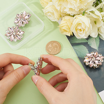4Pcs Brass Rhinestone Detachable Shoe Buckle Clips AJEW-GF0008-76-1