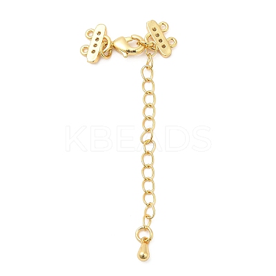 Brass Curb Chain Extenders with Micro Pave Cubic Zirconia KK-I705-17G-1