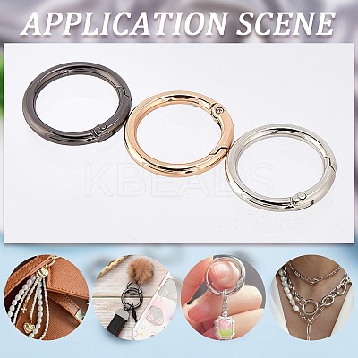 18Pcs 3 Colors Zinc Alloy Spring Gate Rings FIND-SP0001-51-1