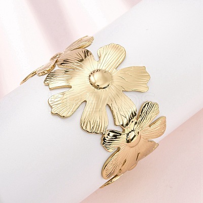 304 Stainless Steel Cuff Bangles for Women BJEW-B150-05G-1