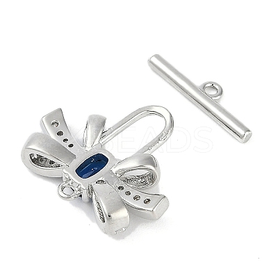 Brass Micro Pave Clear Cubic Zirconia Toggle Clasps KK-K391-20P-1