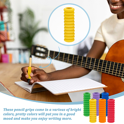 60Pcs 6 Colors Plastic Pencil Grips for Kids AJEW-GA0006-56-1