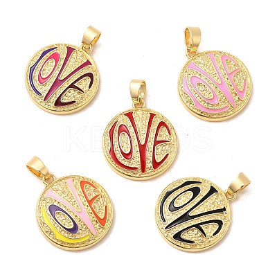 Brass Enamel Pendants KK-I378-19G-A-1