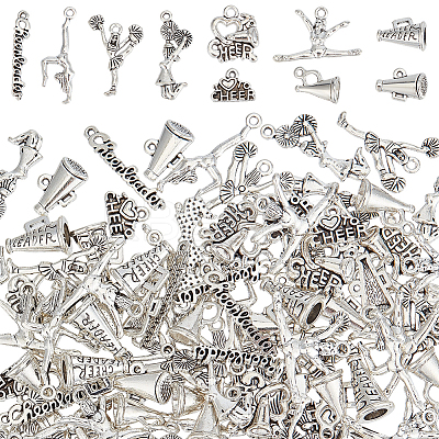 100Pcs 10 Styles Cheerleading Series Tibetan Style Alloy Pendants FIND-ME0001-65-1