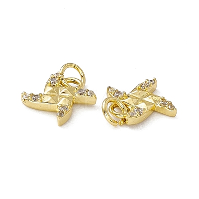 Rack Plating Brass Cubic Zirconia Charms KK-M231-03G-1