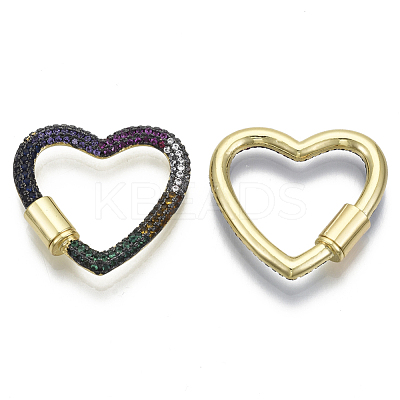 Brass Micro Pave Cubic Zirconia Screw Carabiner Lock Charms ZIRC-N039-016B-NF-1