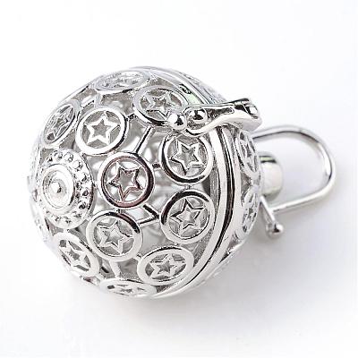 Rack Plating Brass Cage Pendants KK-S751-039P-1