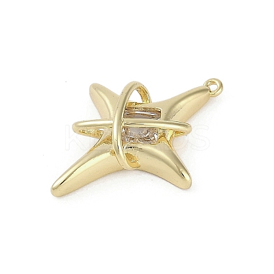 Brass Micro Pave Clear Cubic Zirconia Pendants KK-Z078-30G-1