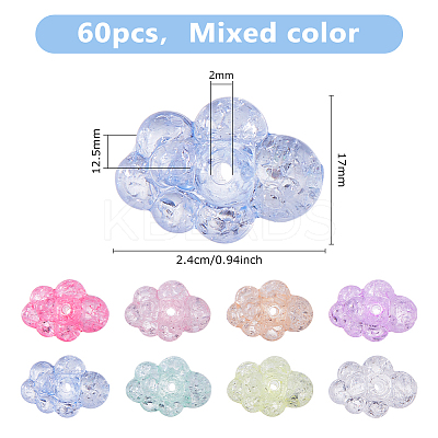60Pcs Crackle Transparent Acrylic Beads OACR-DC0001-54-1