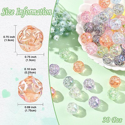 30Pcs UV Plating Transparent Acrylic Beads PACR-YW0001-56-1