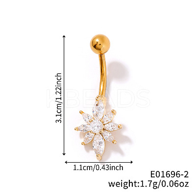 Shiny Sunflower Brass Full Crystal Rhinestone Belly Button Rings AG8892-2-1