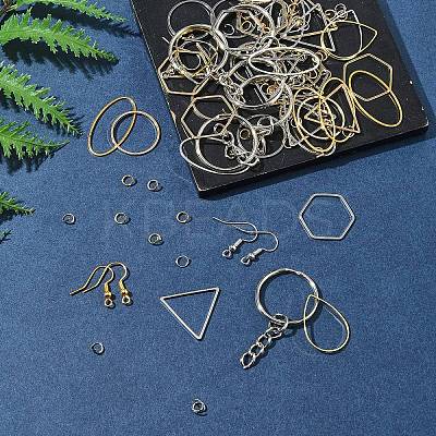 DIY Hexagon/TeardropOval/Triangle Brass Dangle Earring Jewelry Making Kits DIY-FS0007-62-1