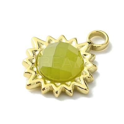 Ion Plating(IP) Real 14K Gold Plated 304 Stainless Steel with Glass Pendant FIND-Z028-33G-1